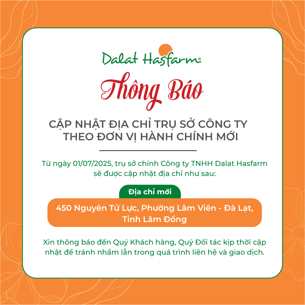 Thông Báo Cập Nhật Địa Chỉ Trụ Sở Chính Dalat Hasfarm